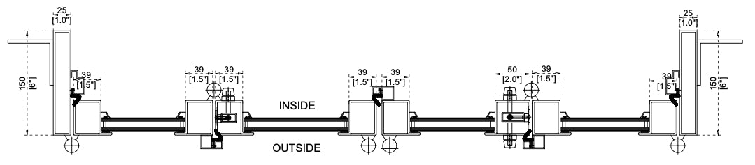 Center Split Bi-Fold Top View Cut Sheet Out-Swing