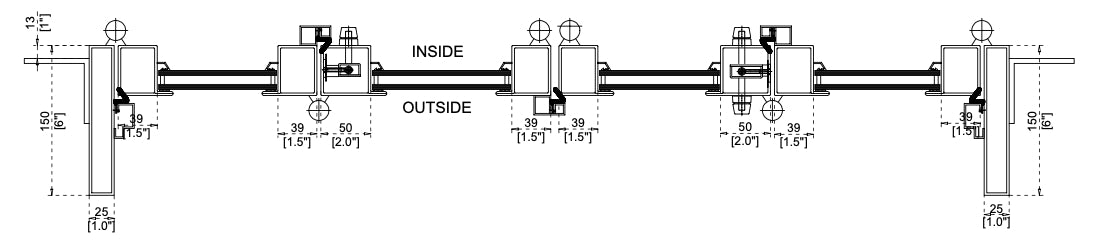 Center Split Bi-Fold Top View Cut Sheet In-Swing