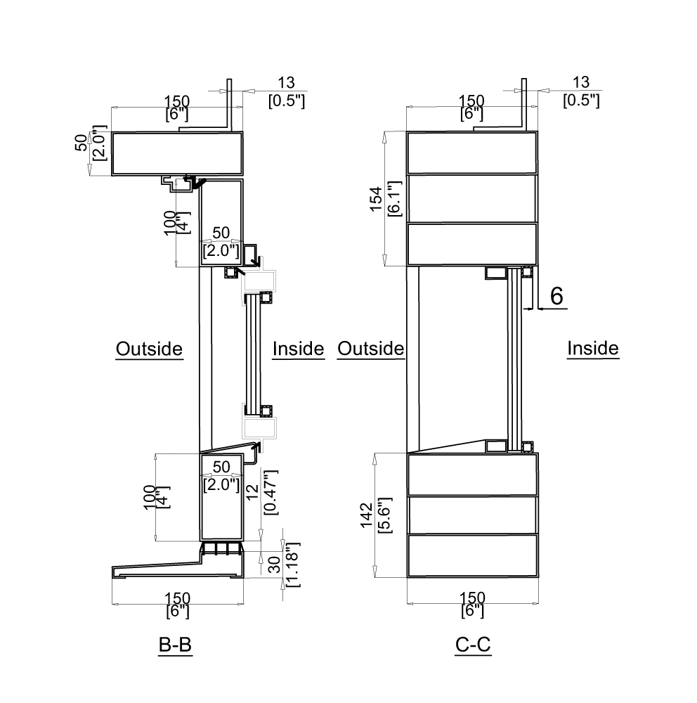 Side View Cut Sheet for In-Swing Iron Door with Side Windows 