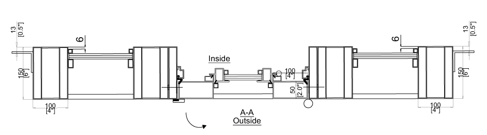 Top View Cut Sheet for Single Iron Door with Side Windows