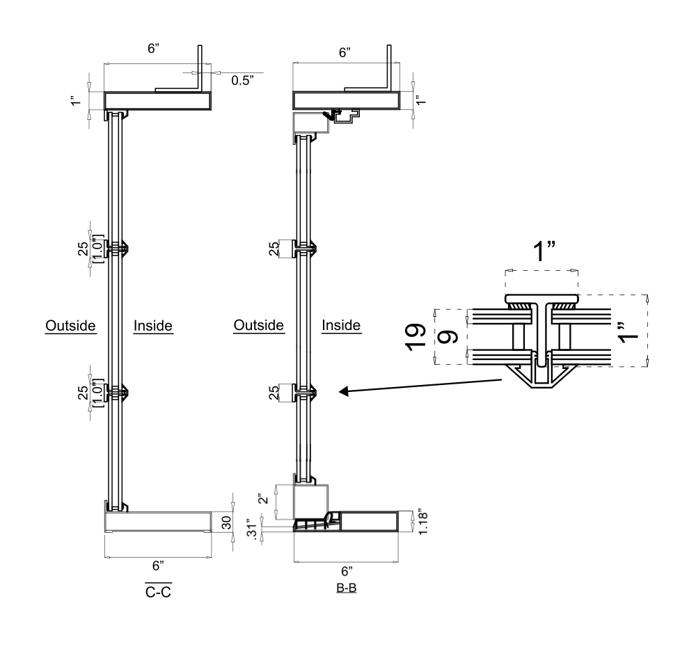 Cut Sheet for Out Swing Steel Doors with Side Windows 01