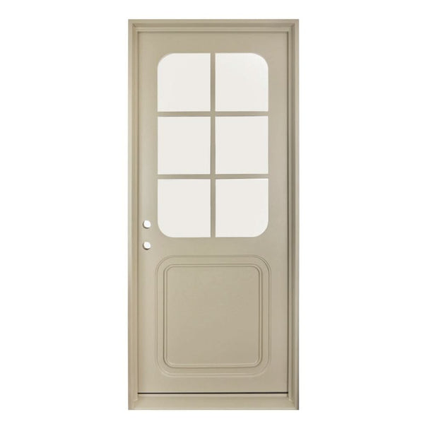 Air Radius single flat architectural steel entry door with curved radius styling