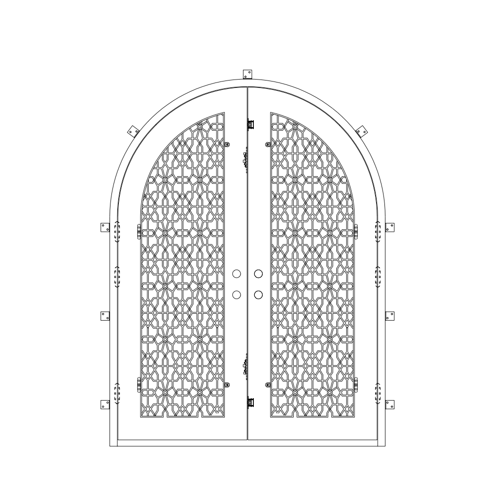 PINKYS DNA ornate iron double full arch entry door CAD