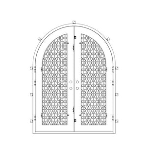 Double full arch ornate iron DnA doors