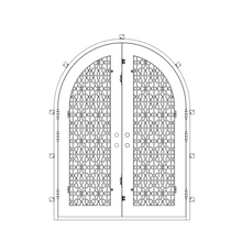 Load image into Gallery viewer, PINKYS DNA ornate iron double full arch entry door CAD