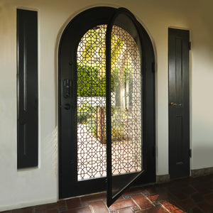 Spanish Style Iron Door with Open Glass Window 