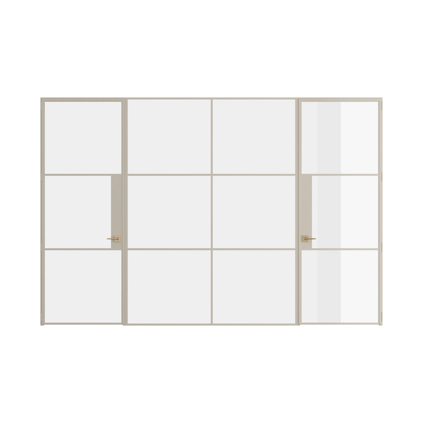 Pinkys Air 4 interior steel door, dual single, with a fixed middle panel, closed