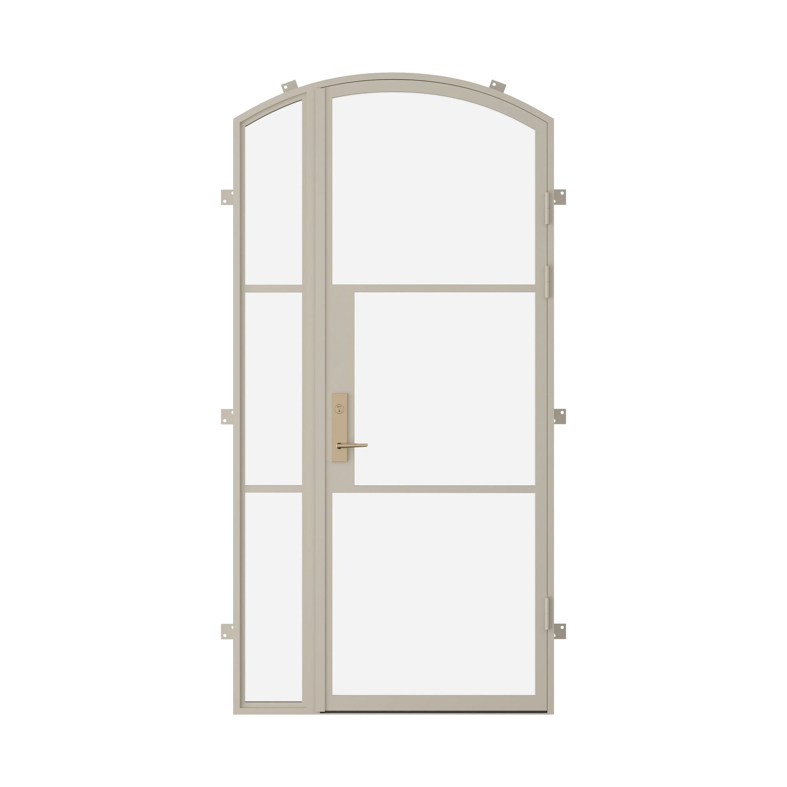 Pinkys Air 4 steel door, single, arch, with a right side window, closed