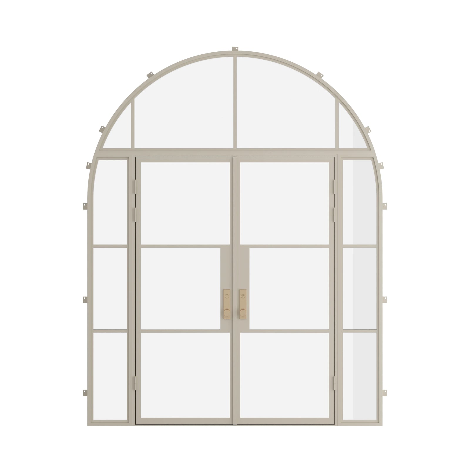 Pinkys Air 4 steel door, double, flat, with side windows, with a full-arch top window, closed