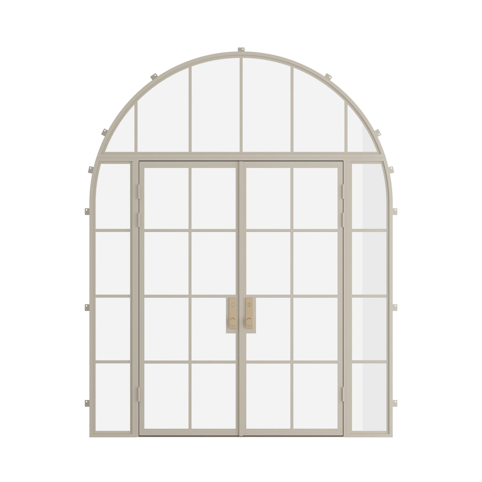 Pinkys Air 5 steel door, double, flat, with side windows, with a full-arch top window, closed