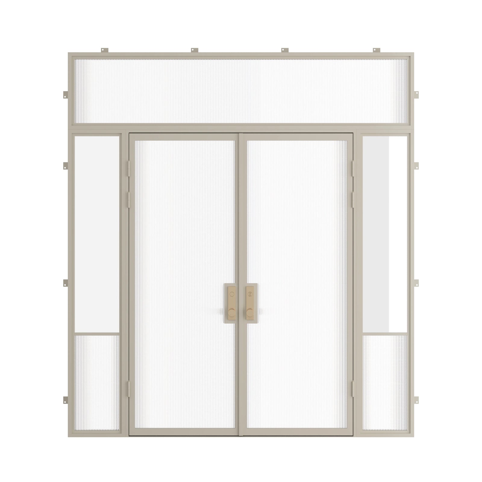 Pinkys Air Grand steel door, double, flat, with side windows, with a flat top window, closed