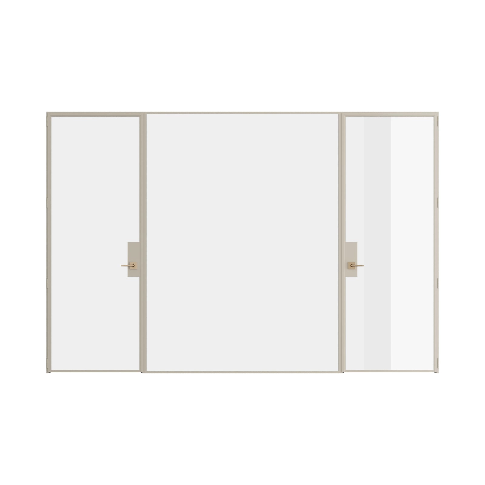 Pinkys Air Lite interior steel door, dual single, flat, with a fixed middle panel, closed