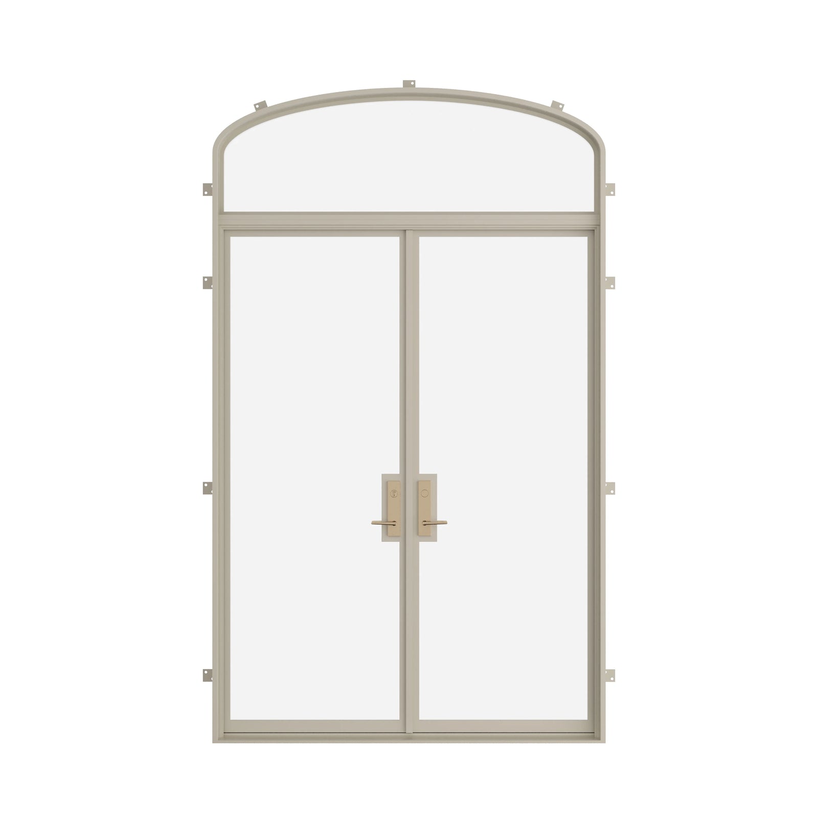 Pinkys Air Lite steel door, double, flat, with a mini-arch top window, closed