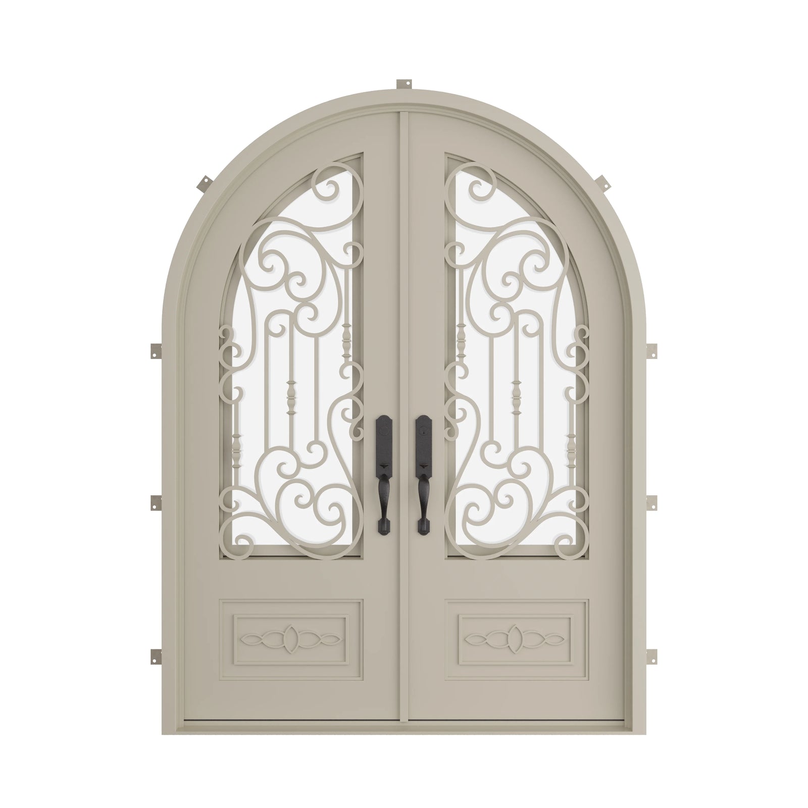 Pinkys Golden Gate steel door, double, full arch, closed