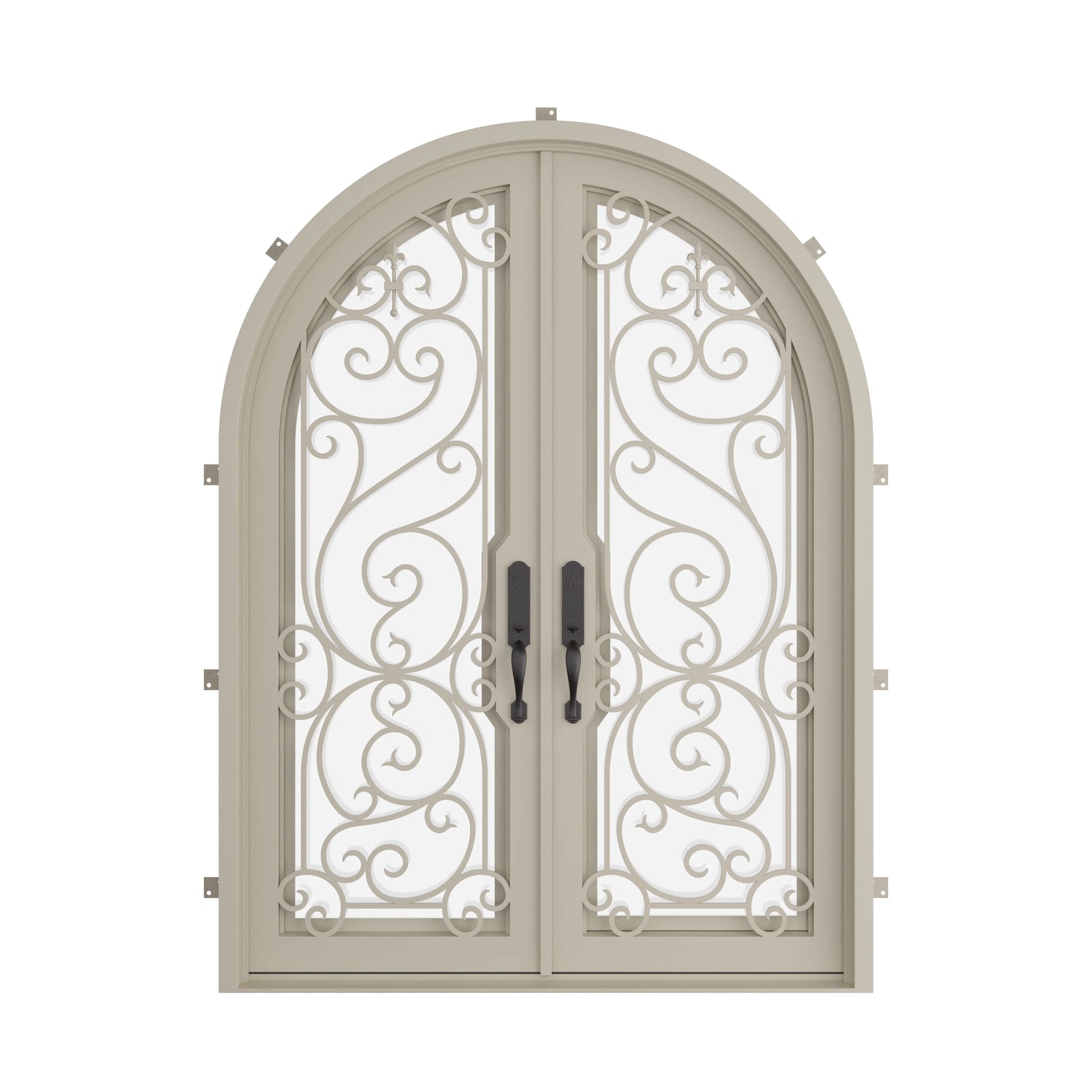 Pinkys Hills steel door, double, full arch, closed