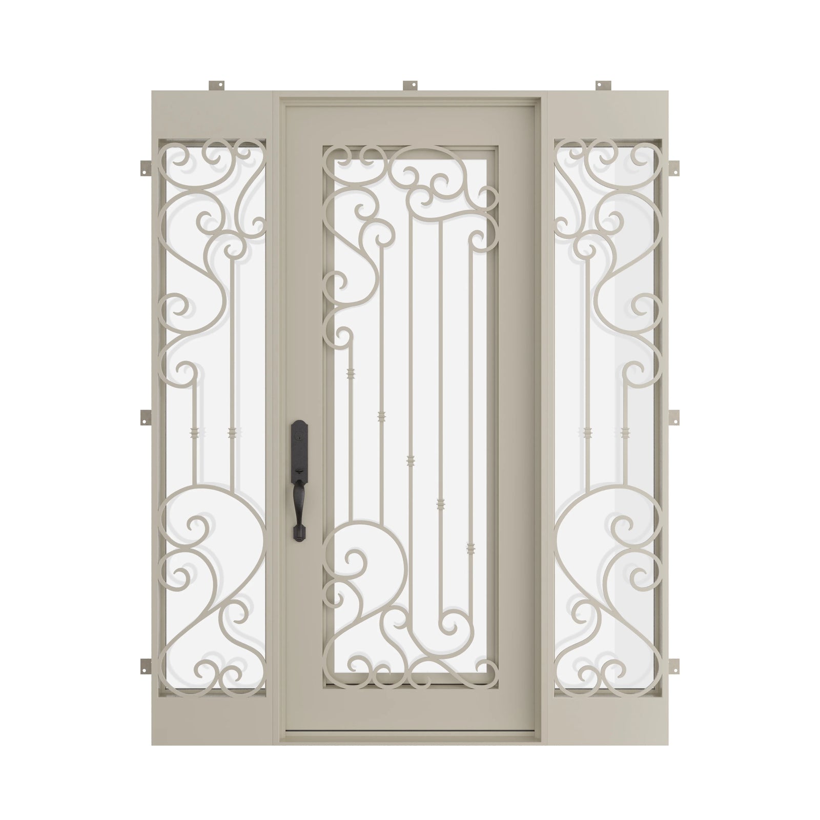 Pinkys Paris steel door, single, flat, with side windows, closed