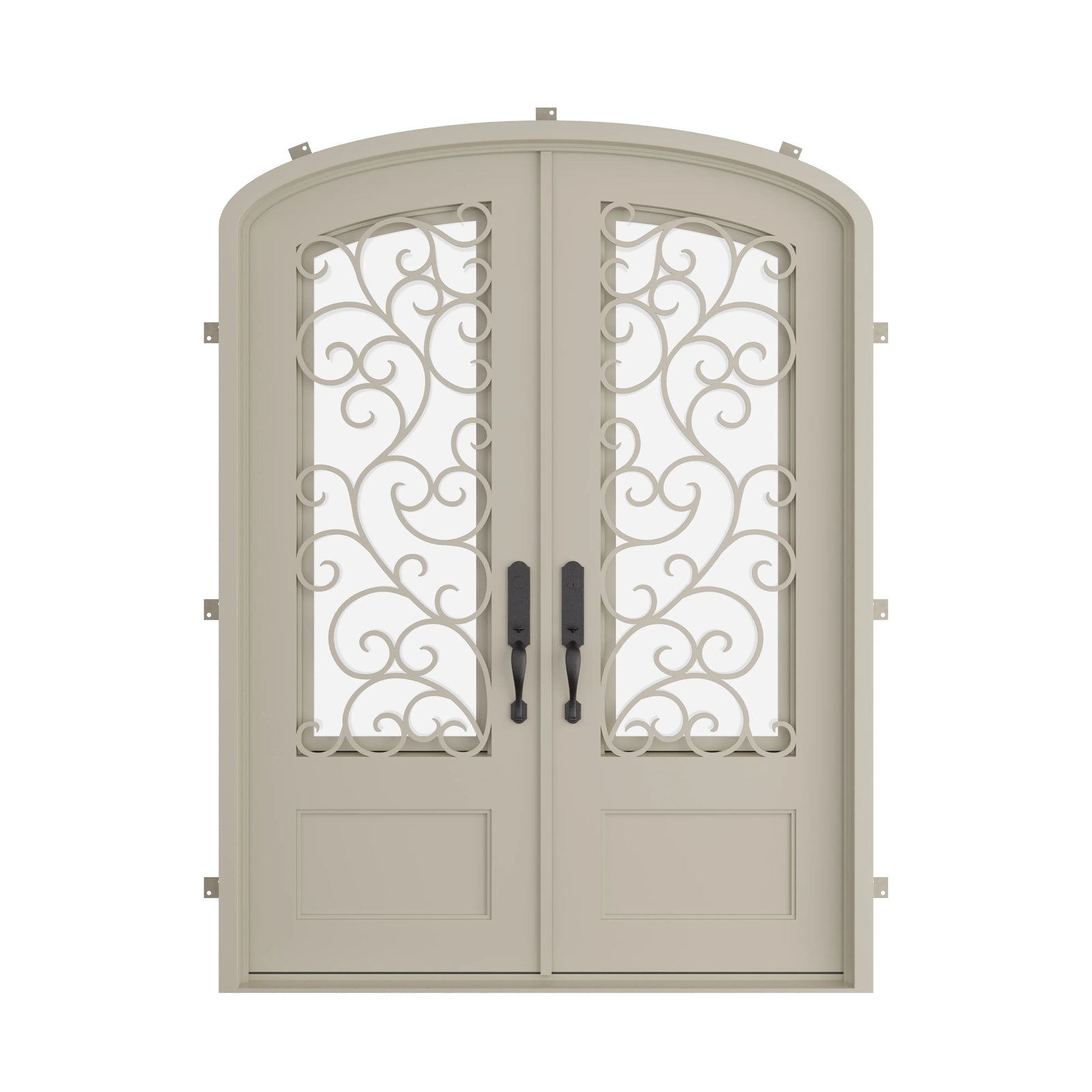 Pinkys Story steel door, double, arch, closed