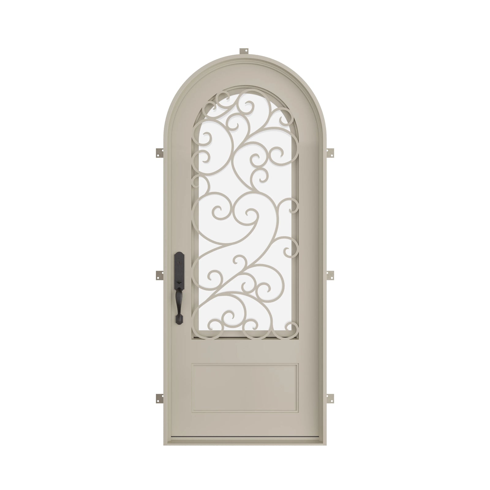 Pinkys Story steel door, single, arch, closed