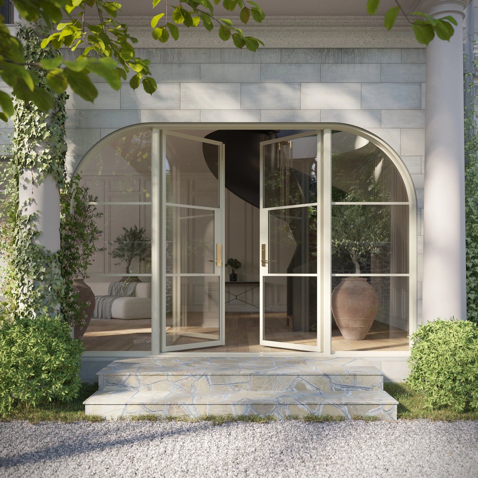 Pinkys Air 4 steel door, double, flat, with side windows, open