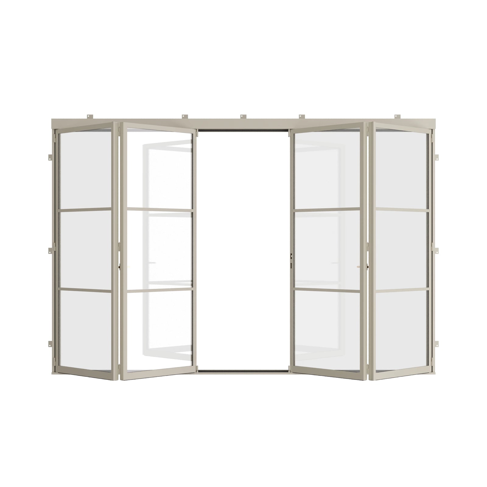 Pinkys Air 4 steel door, bifold, center-split, open