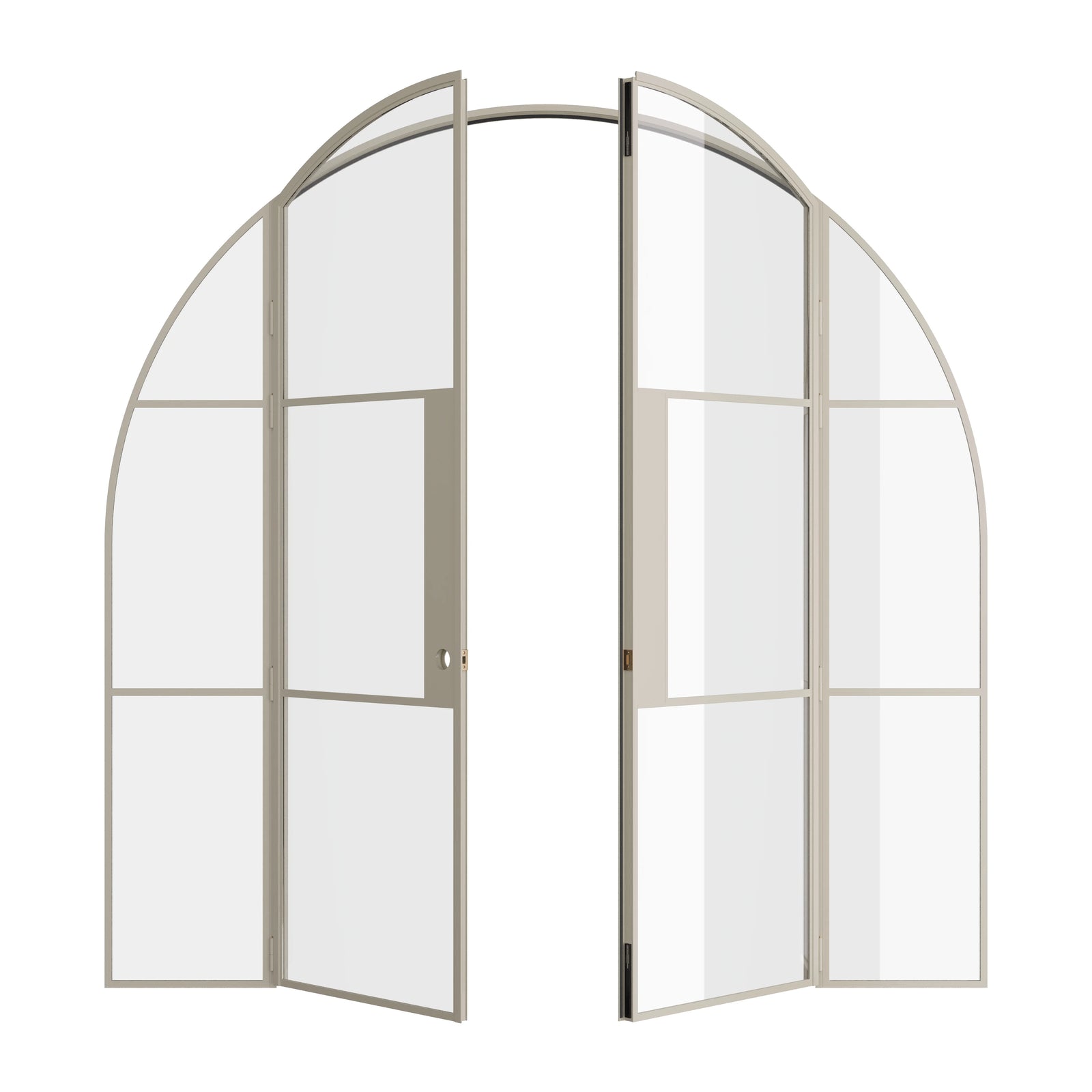 Pinkys Air 4 interior steel door, double, arch, with side windows, open