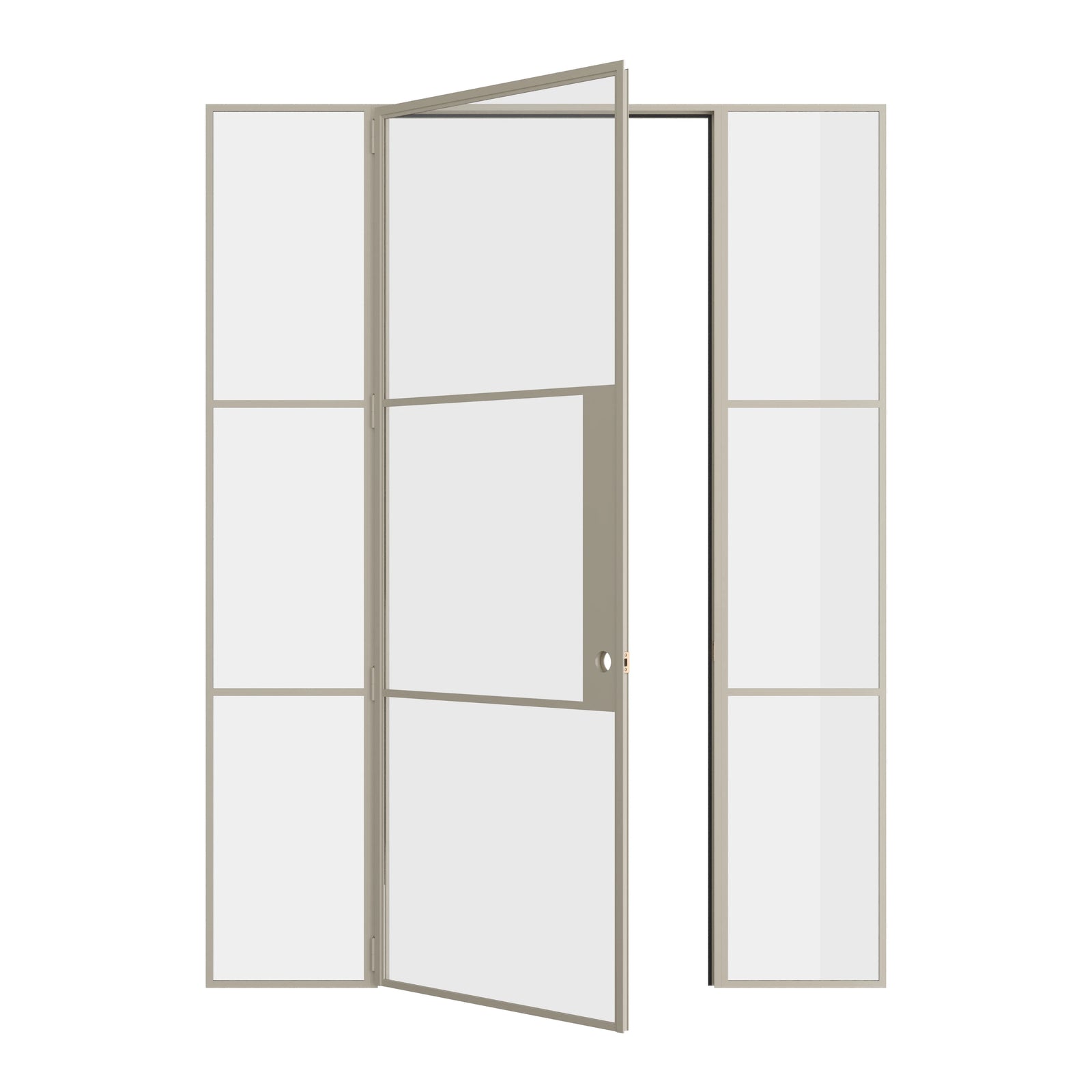 Pinkys Air 4 interior steel door, single, flat, with side windows, open