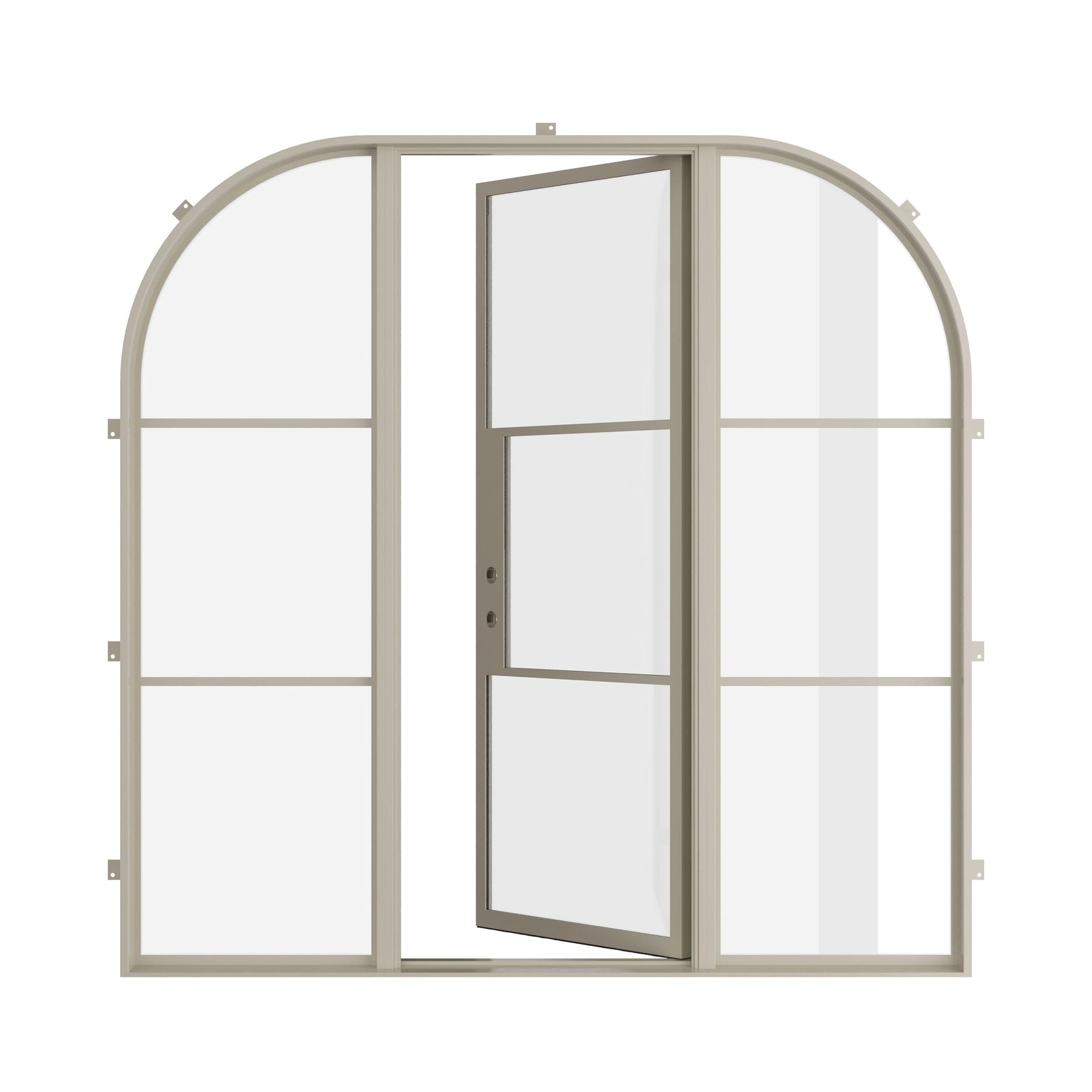 Pinkys Air 4 steel door, single, flat, with side windows, open