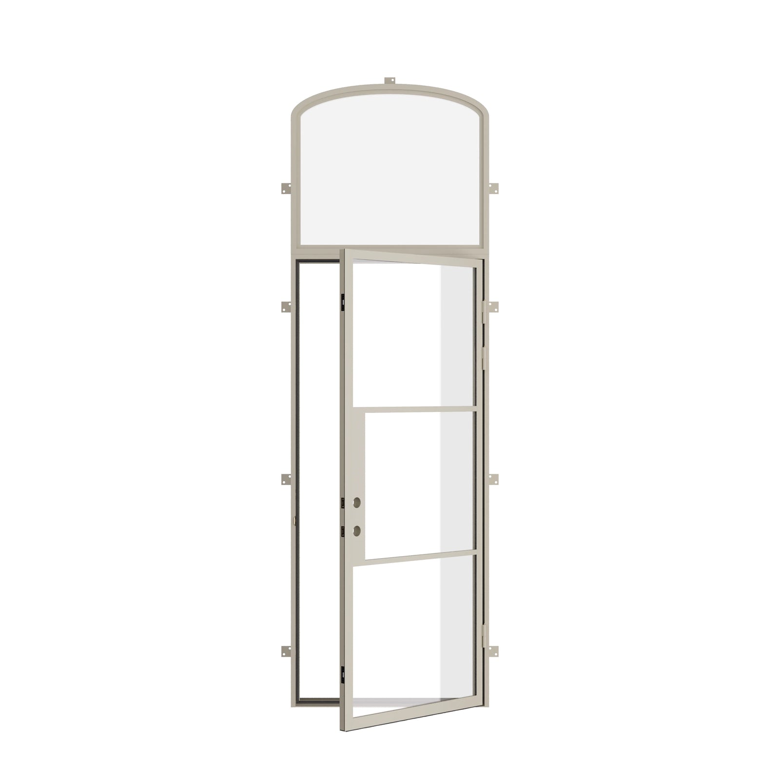 Pinkys Air 4 steel door, single, flat, with a mini-arch top window, open
