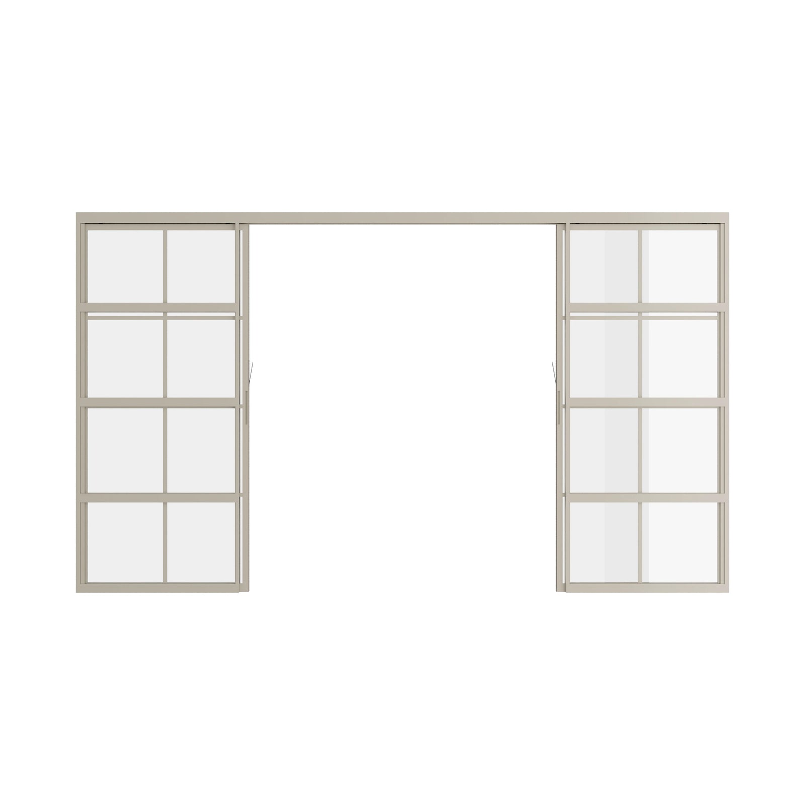 Pinkys Air 5 interior steel door, double, flat, sliding, pocket, top-track, open