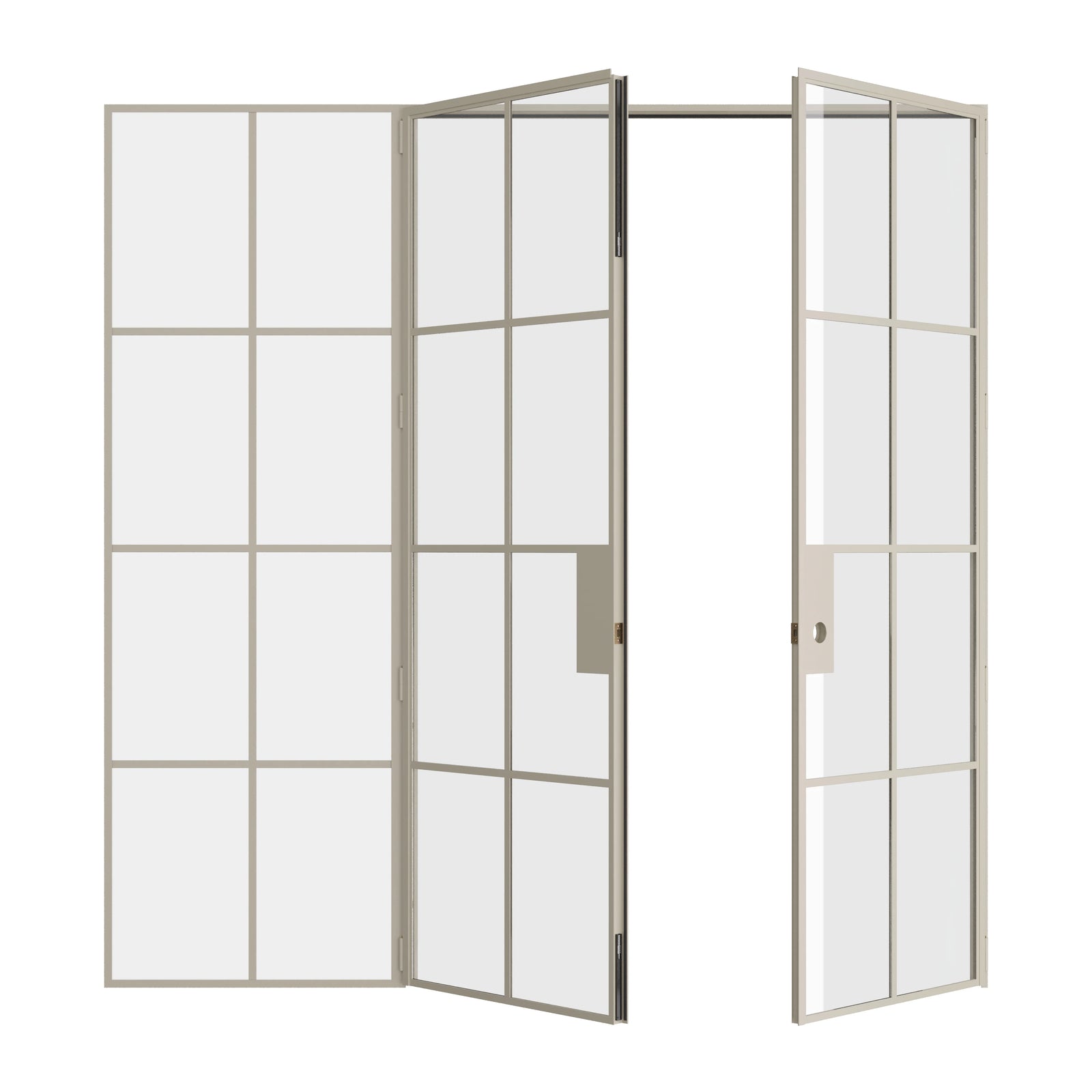 Pinkys Air 5 interior steel door, double, flat, with a left side window, open
