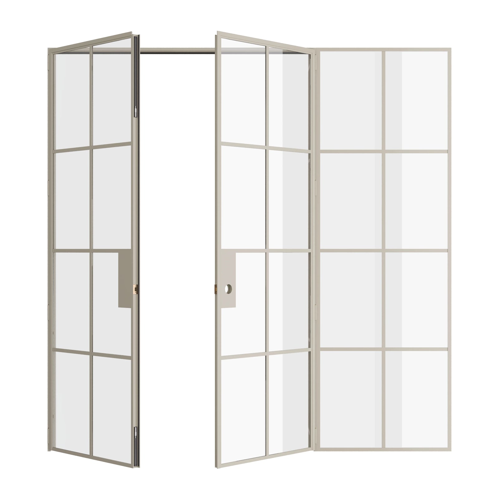 Pinkys Air 5 interior steel door, double, flat, with a right side window, open