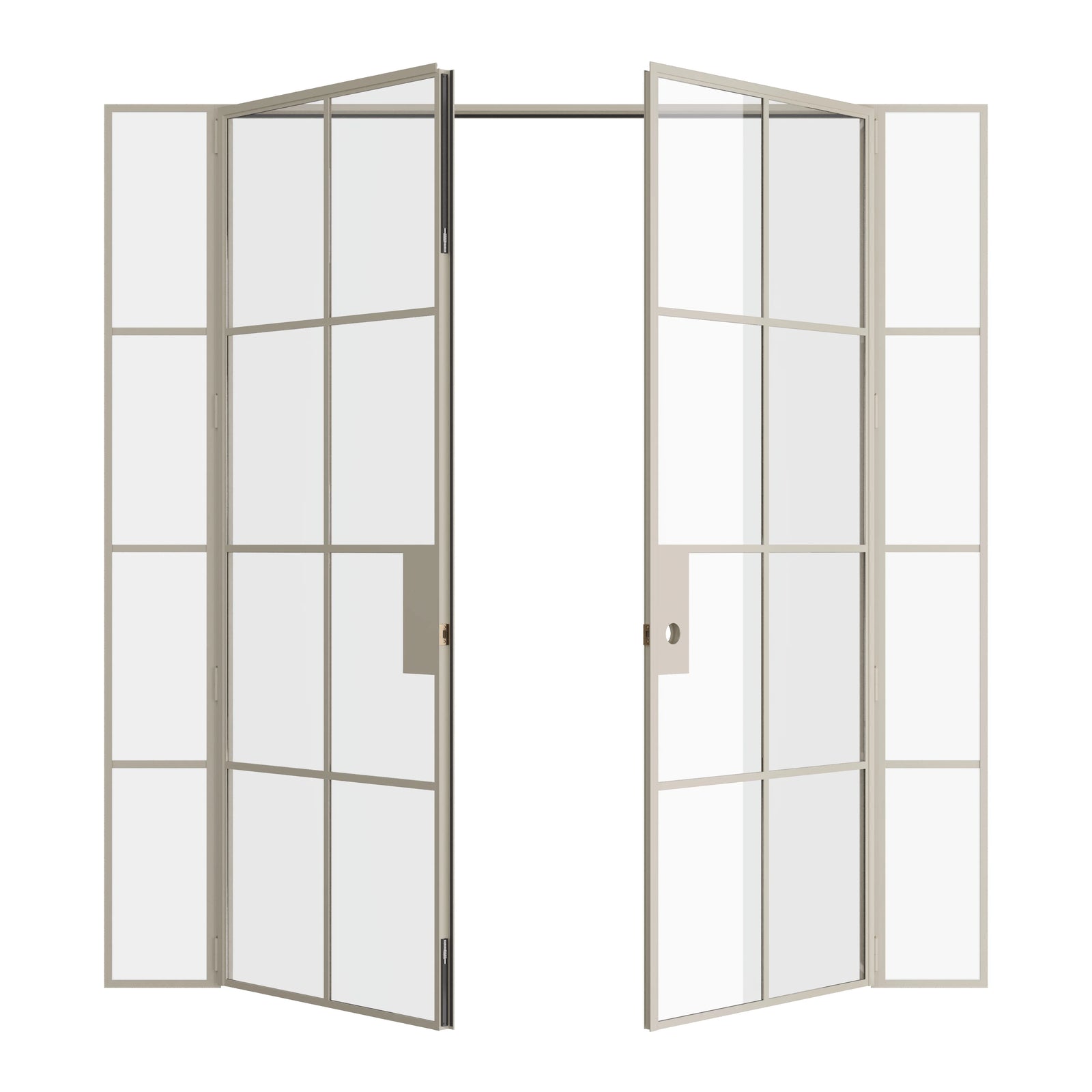 Pinkys Air 5 interior steel door, double, flat, with side windows, open