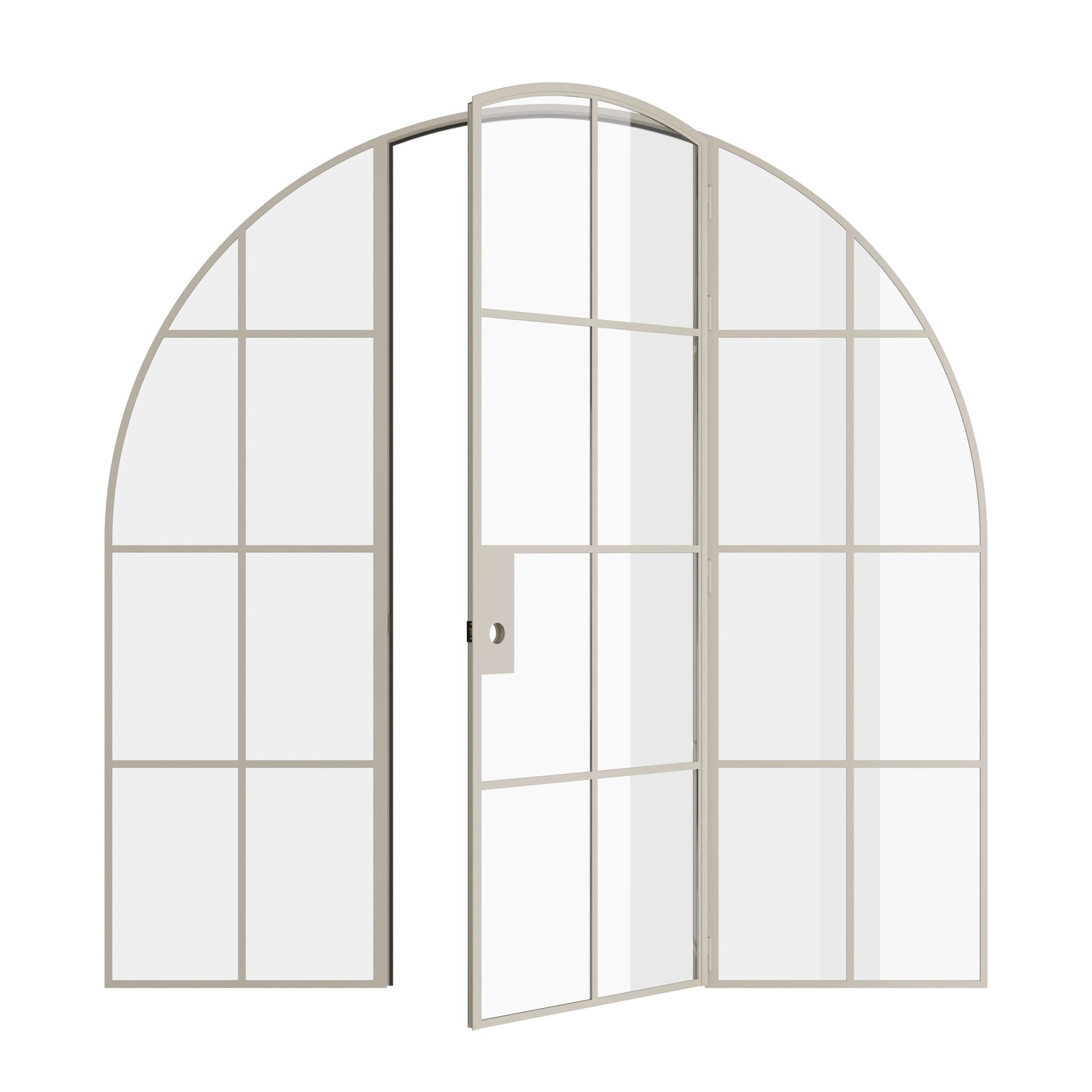Pinkys Air 5 interior steel door, single, full arch, with side windows, open
