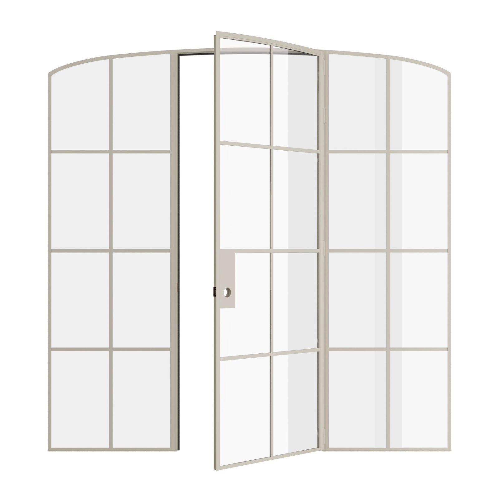 Pinkys Air 5 interior steel door, single, arch, with side windows, open