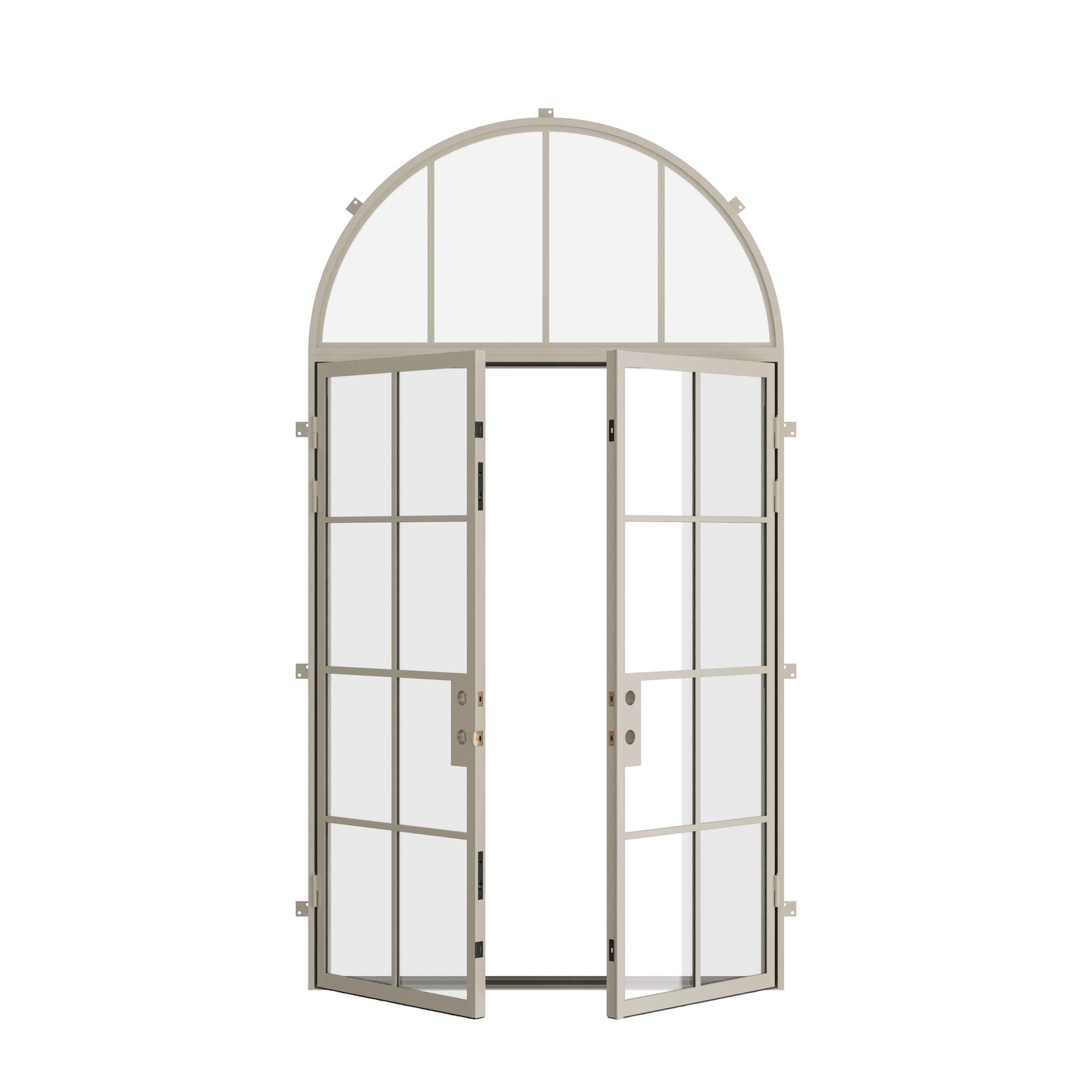 Pinkys Air 5 steel door, double, flat, with a full-arch top window, open