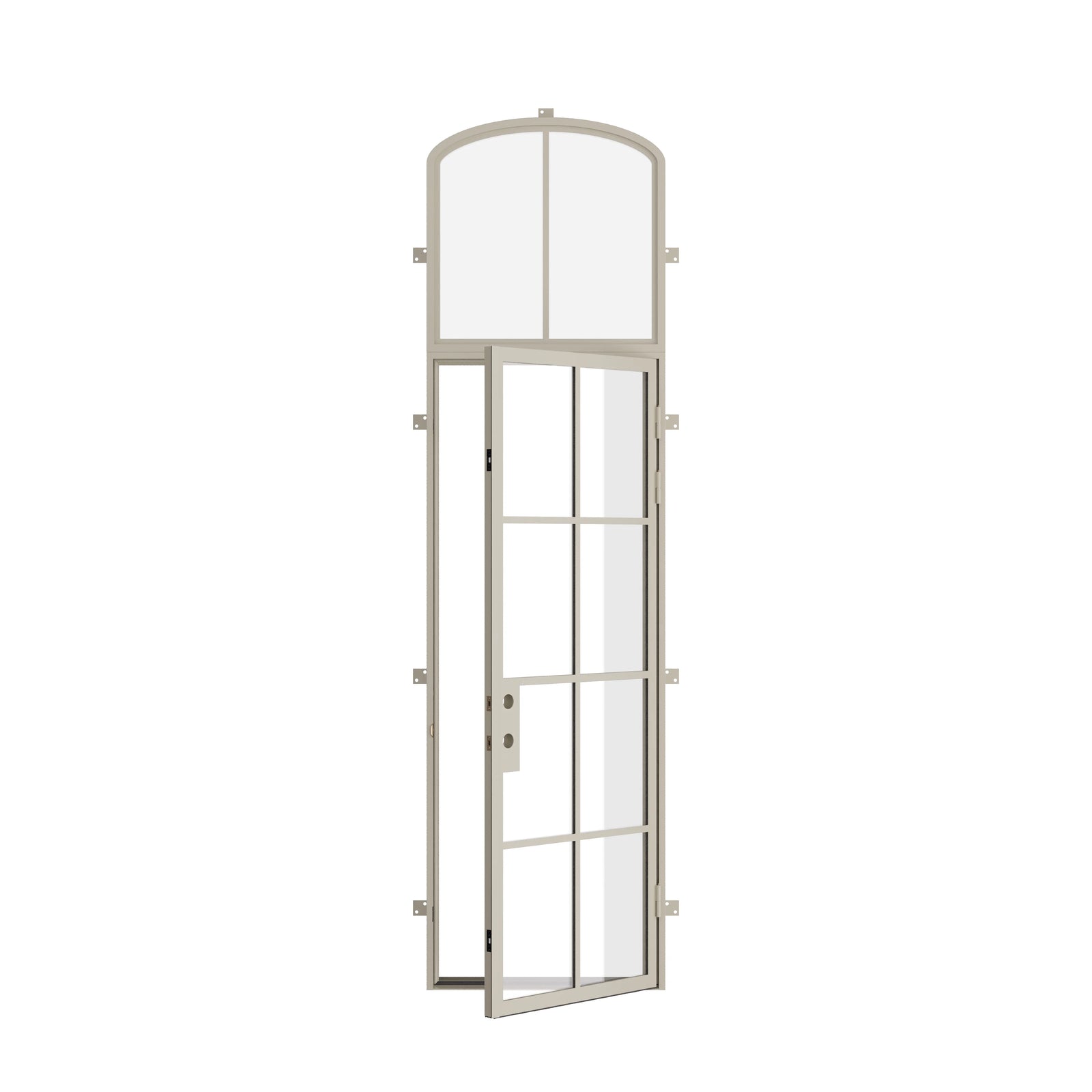 Pinkys Air 5 steel door, single, flat, with a mini-arch top window, open