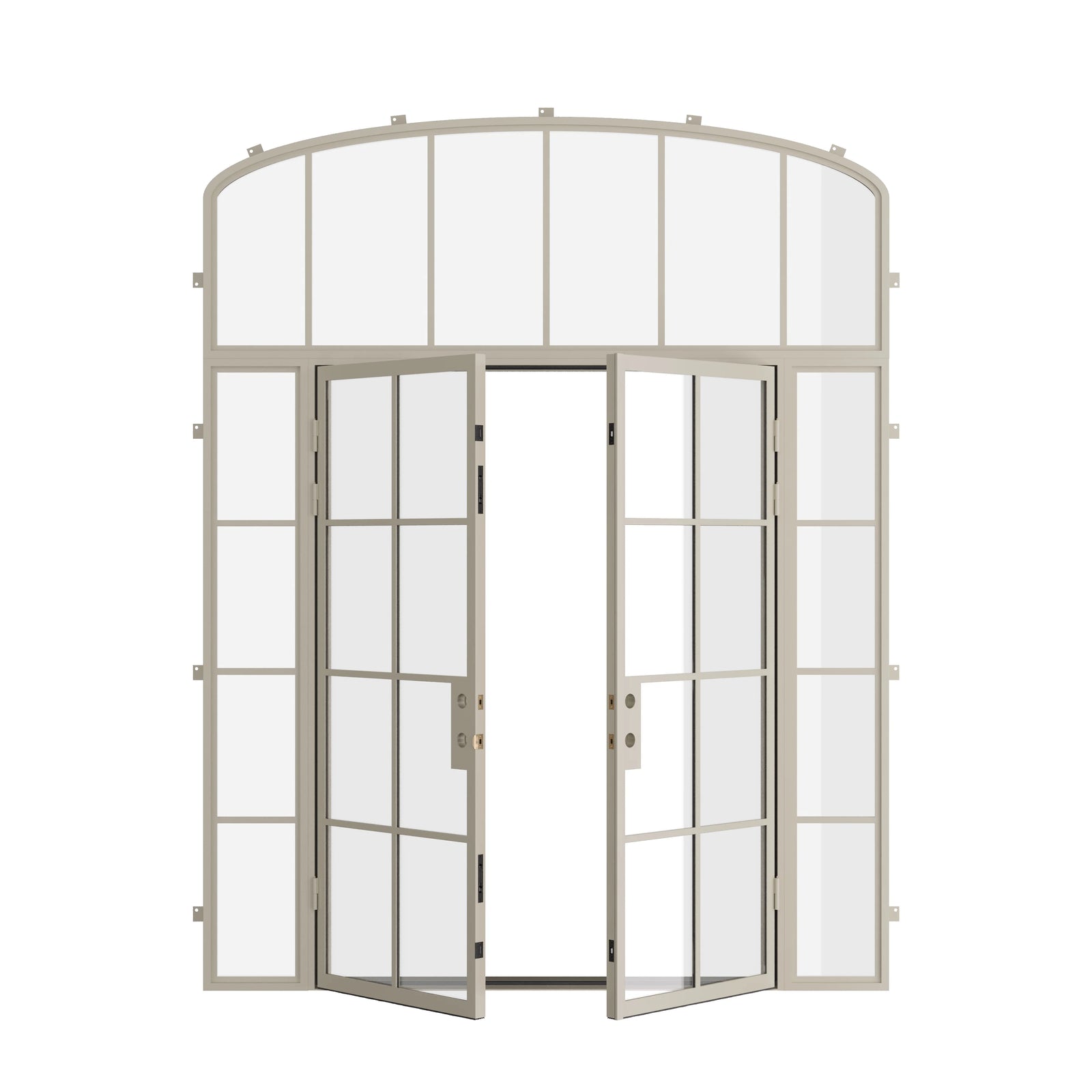 Pinkys Air 5 steel door, double, flat, with a mini-arch top window, open