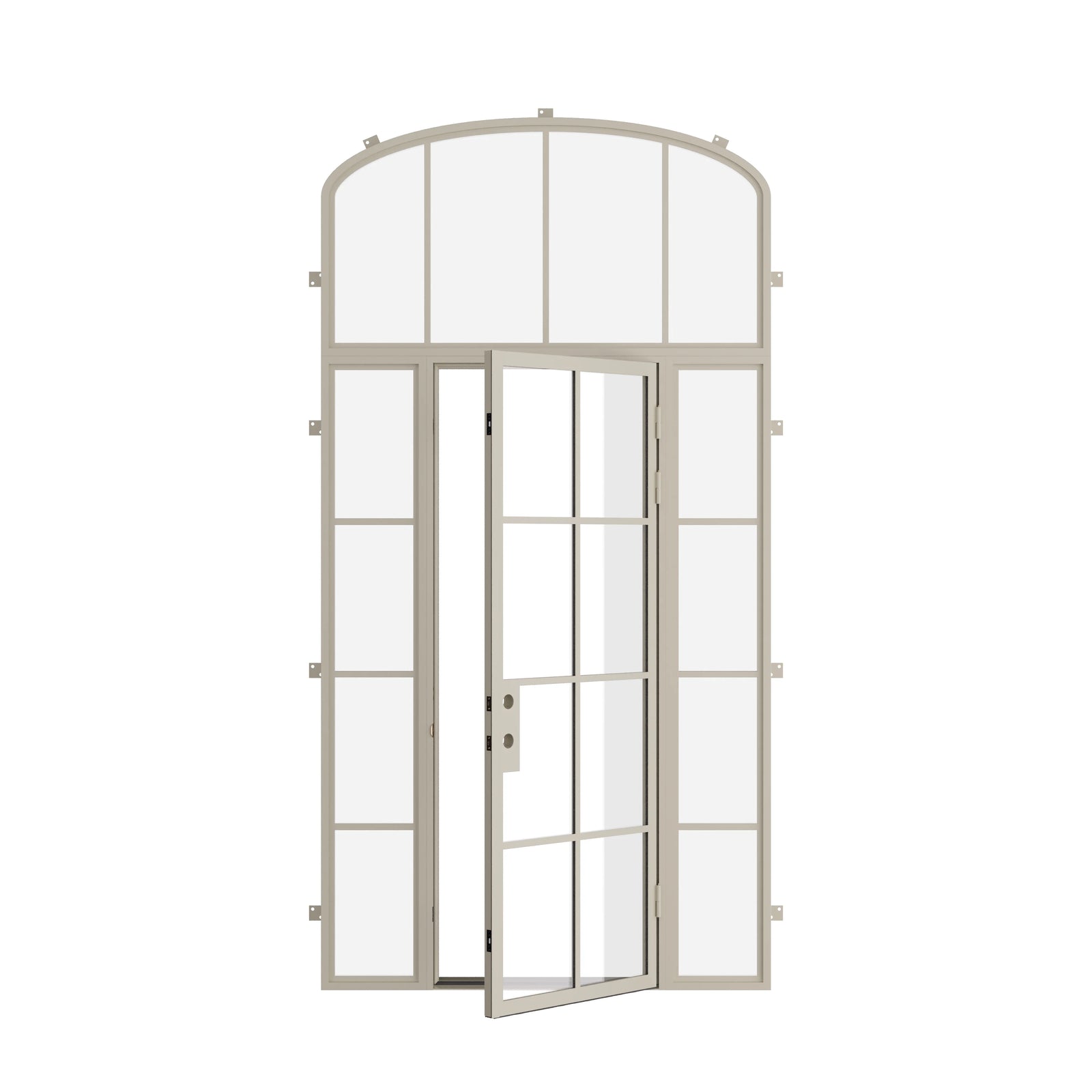 Pinkys Air 5 steel door, single, flat, with side windows, with a mini-arch top window, open