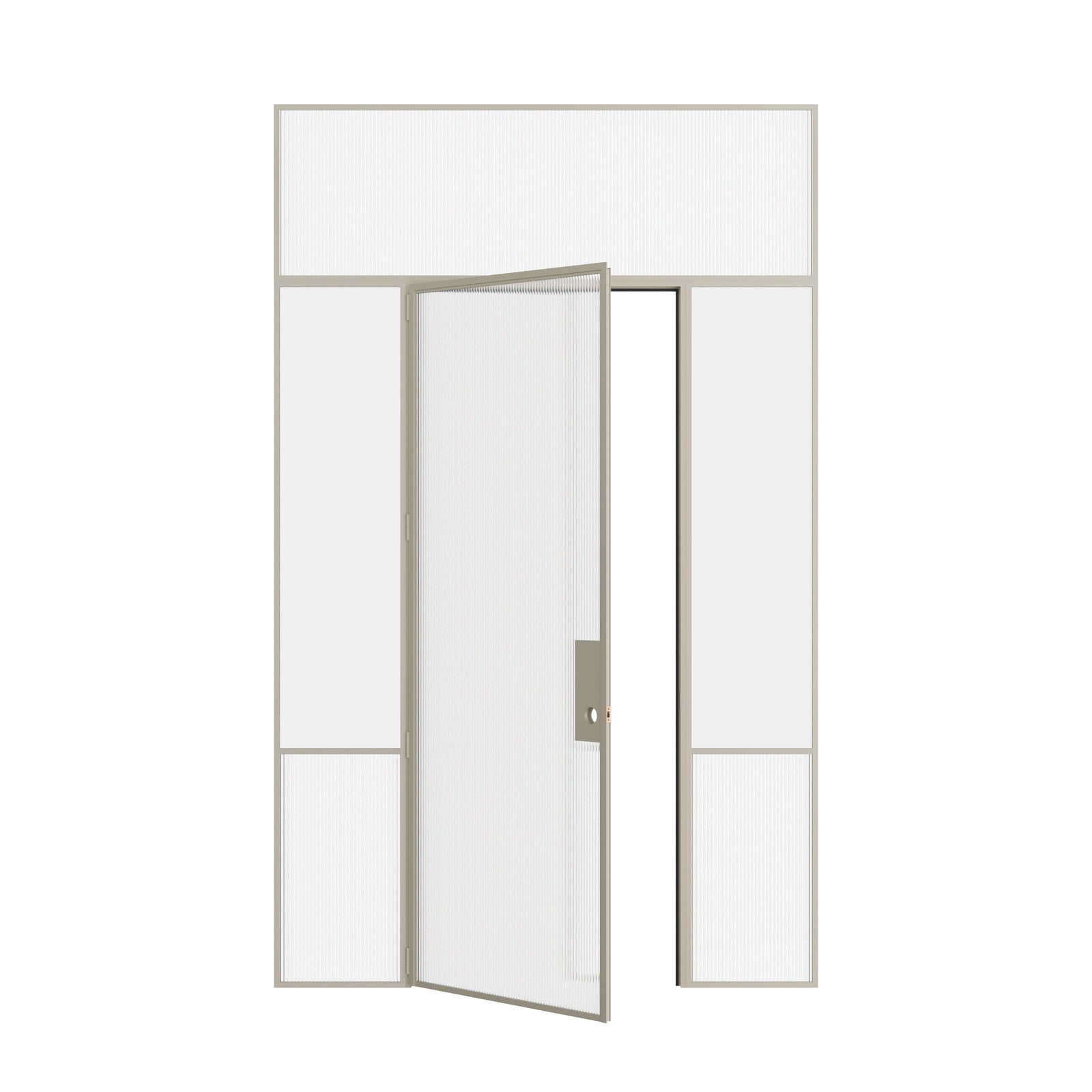 Pinkys Air Grand interior steel door, single, flat, with side windows, with a flat top window, open