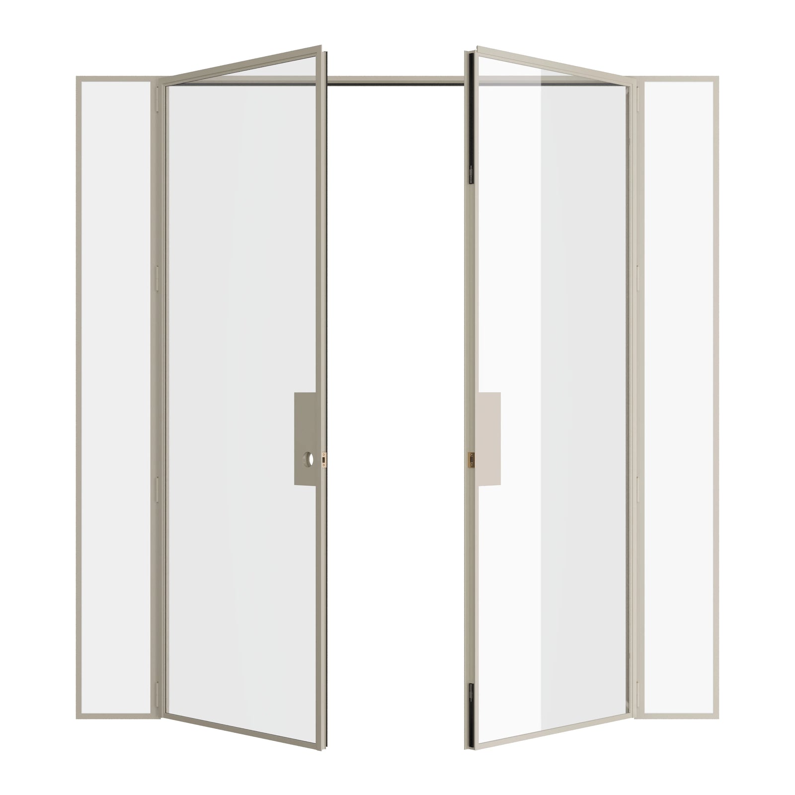 Pinkys Air Lite interior steel door, double, flat, with side windows, open