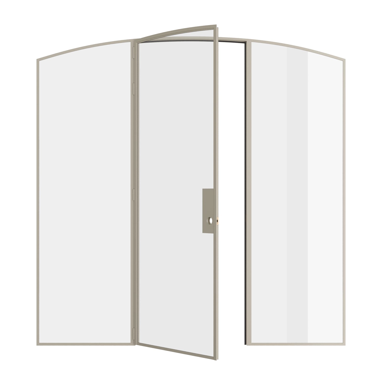 Pinkys Air Lite interior steel door, single, arch, with side windows, open