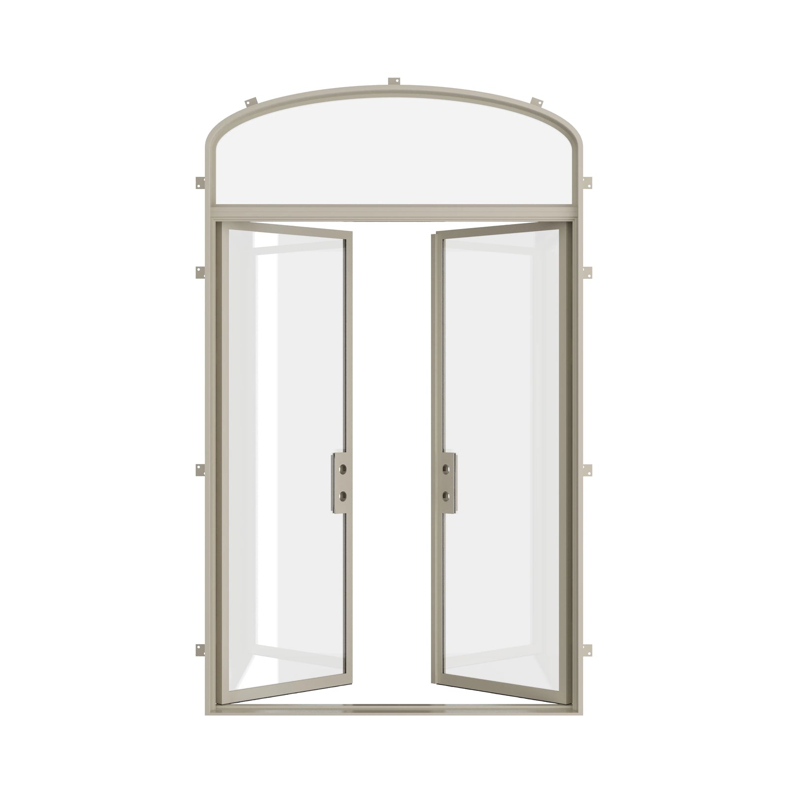 Pinkys Air Lite steel door, double, flat, with a mini-arch top window, open