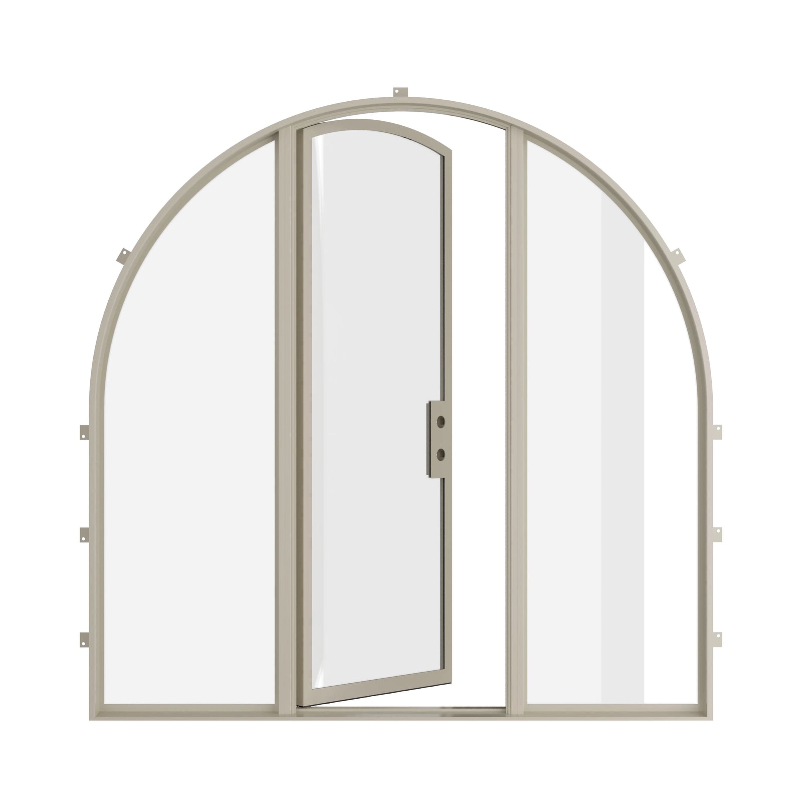 Pinkys Air Lite steel door, single, full arch, with side windows, open