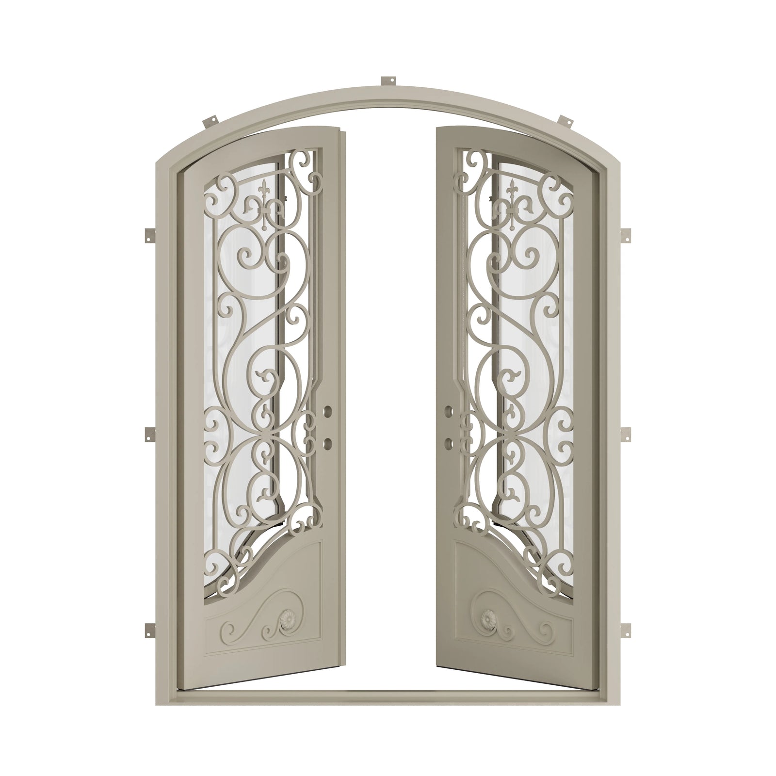 Pinkys Beverly steel door, double, arch, open