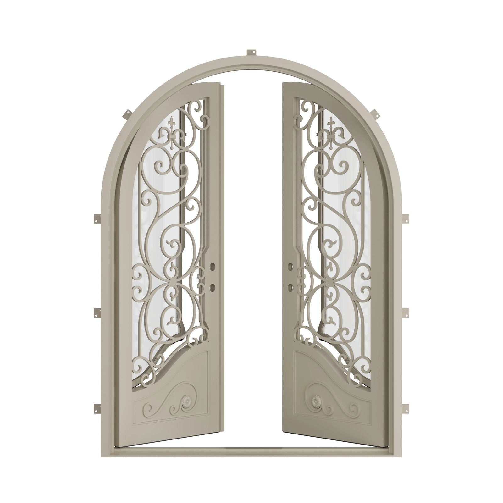Pinkys Beverly steel door, double, full arch, open
