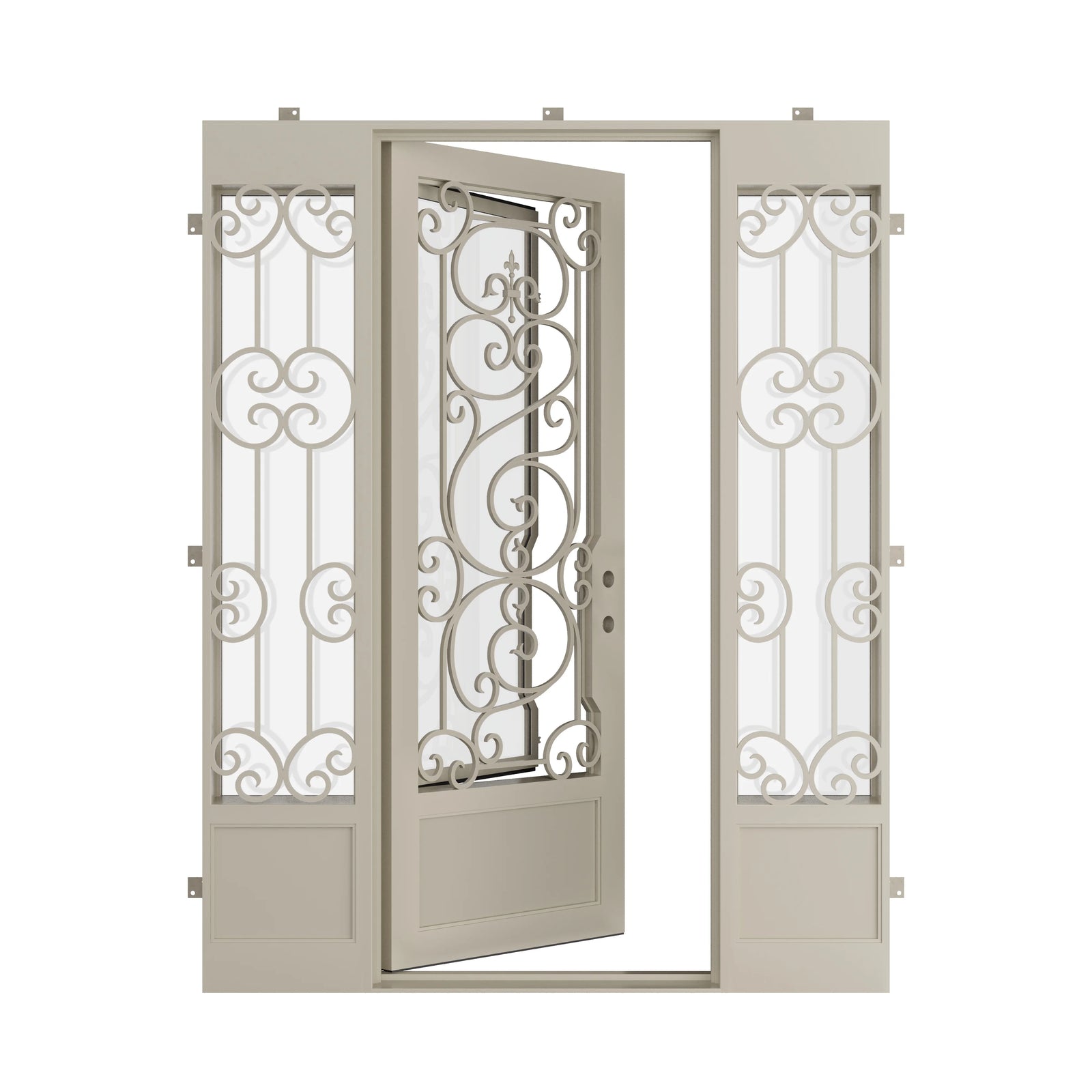 Pinkys Beverly steel door, single, flat, with side windows, open
