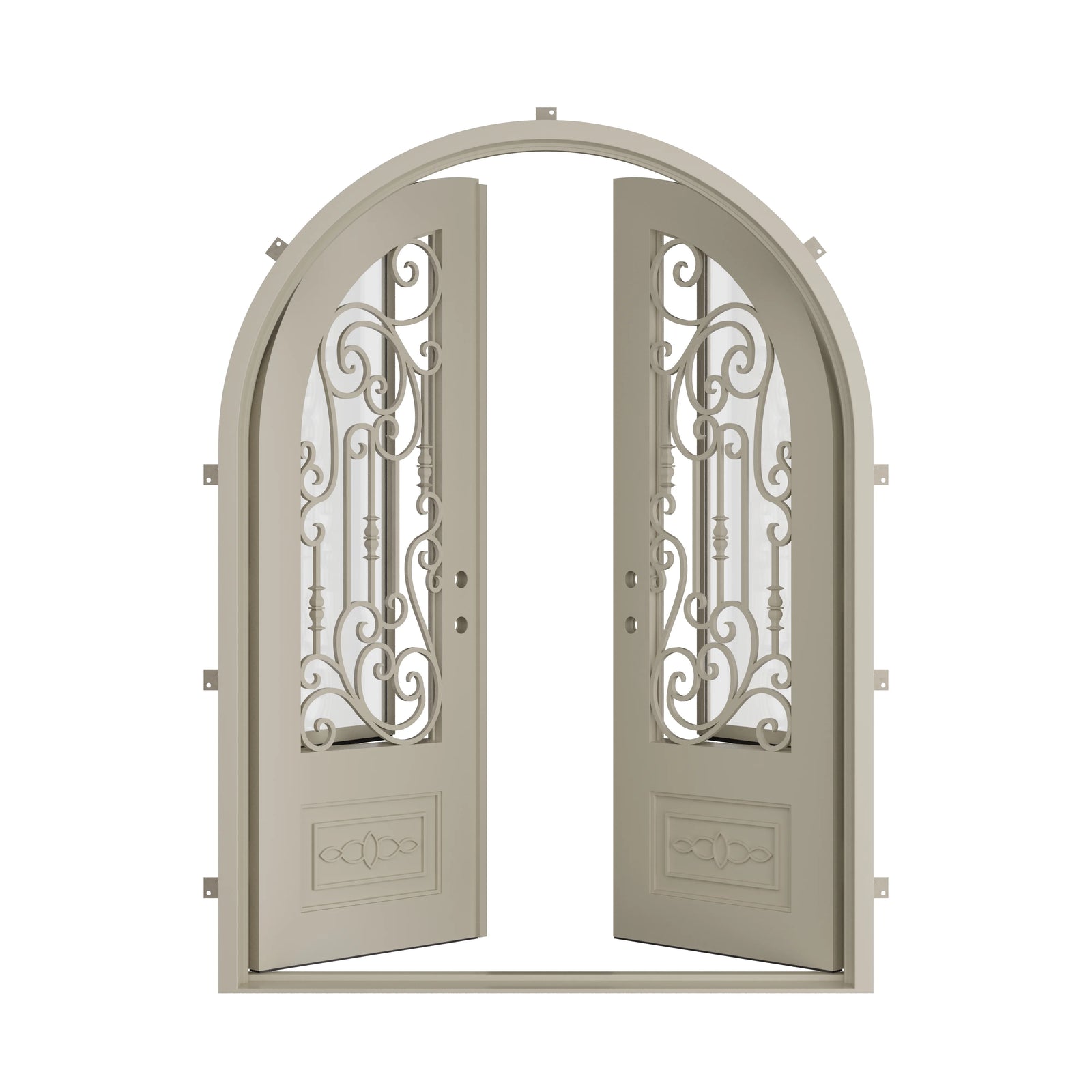 Pinkys Golden Gate steel door, double, arch, open