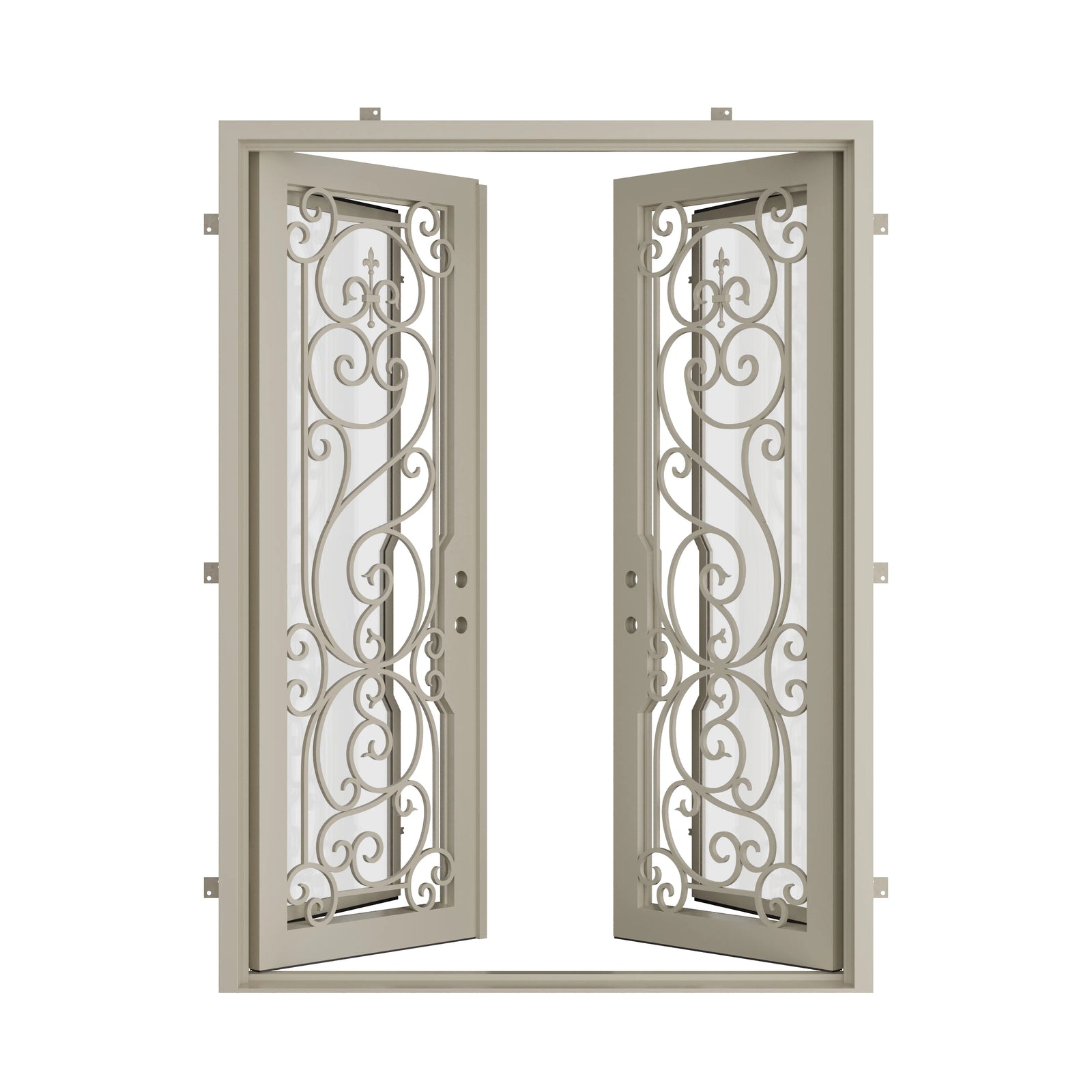 Pinkys Hills steel door, double, flat, open