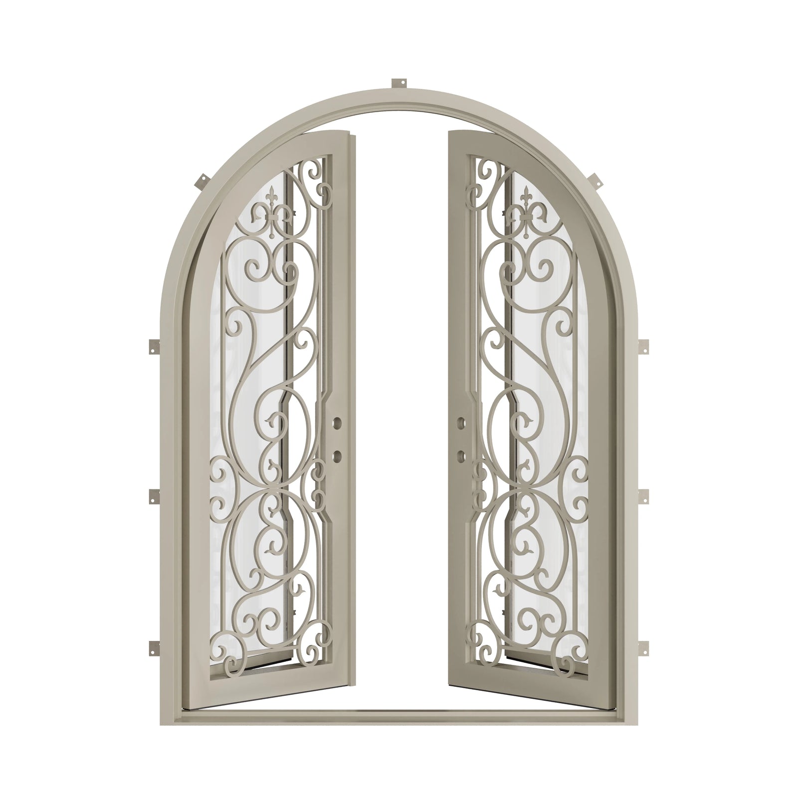 Pinkys Hills steel door, double, arch, open