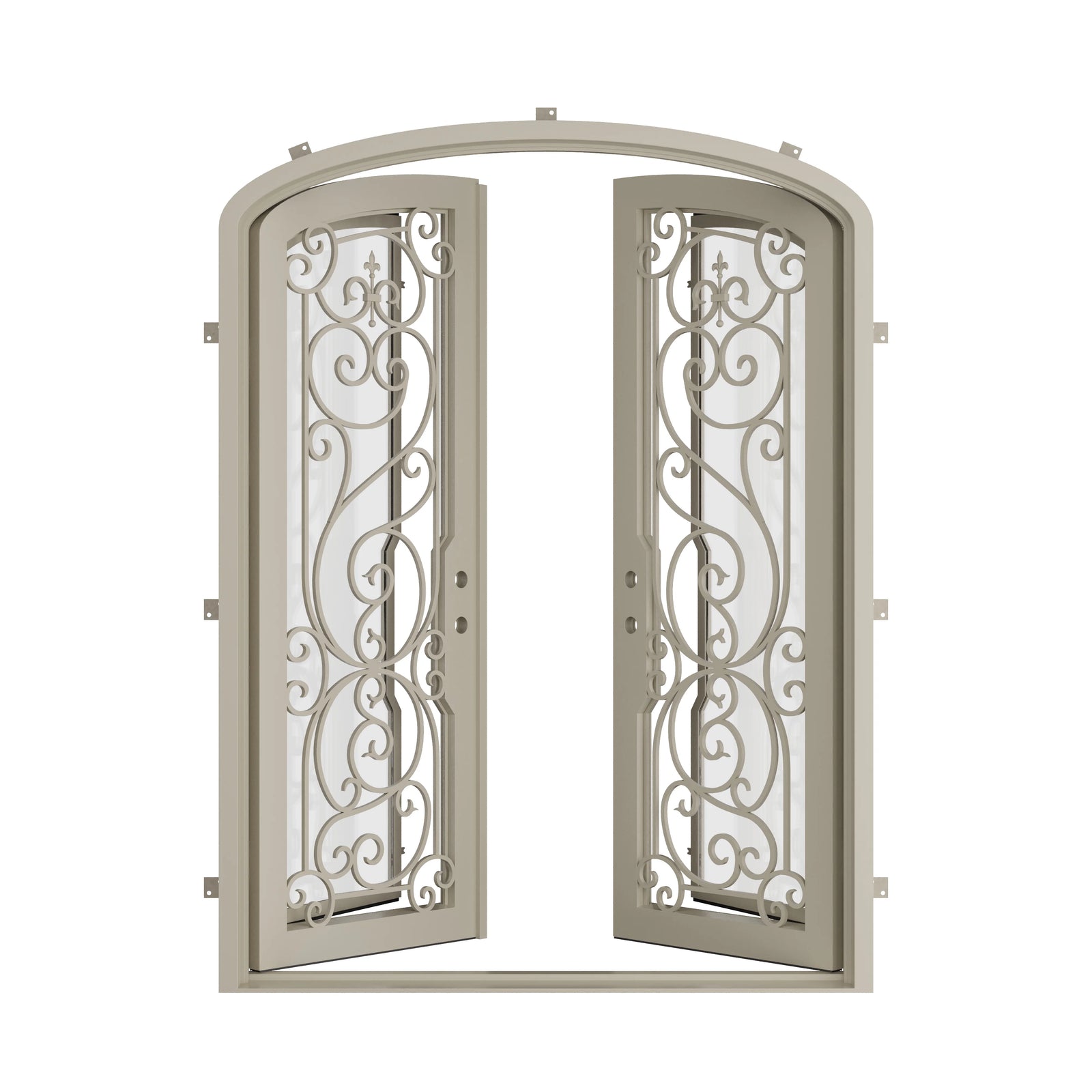Pinkys Hills steel door, double, mini arch, open
